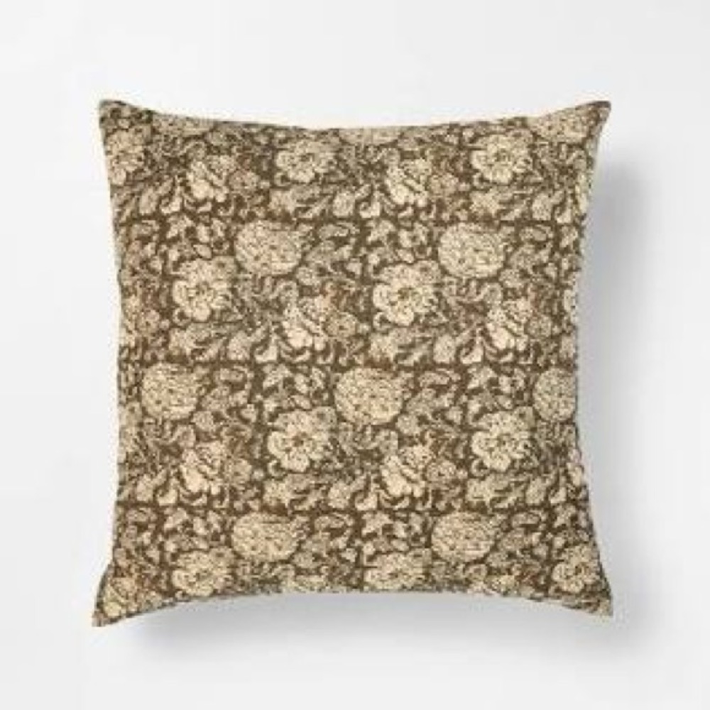 - Oversized Printed Floral Square Throw Pillow Brown/Cream - Studio McGee